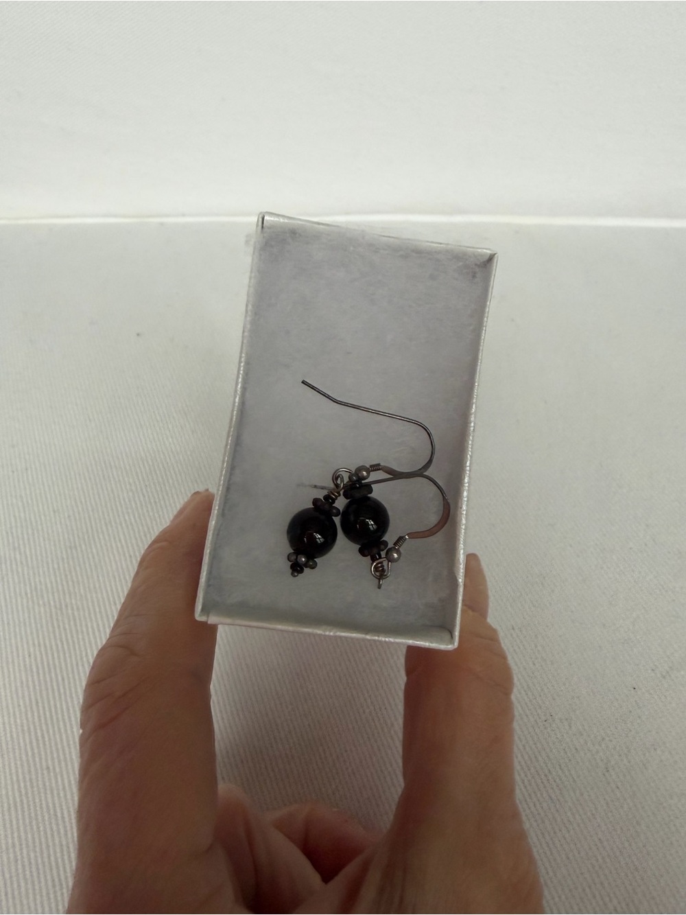 Classic Black Bead Drop Earrings - Unbranded